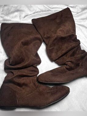 Y2K Brown Suede Slouch Boots